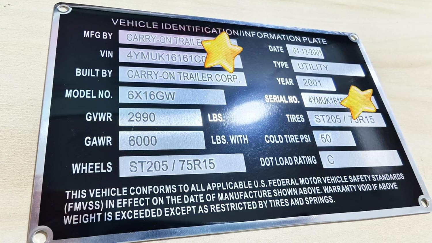 Customizable Aluminum ID Plates for Equipment and Vehicle Identification