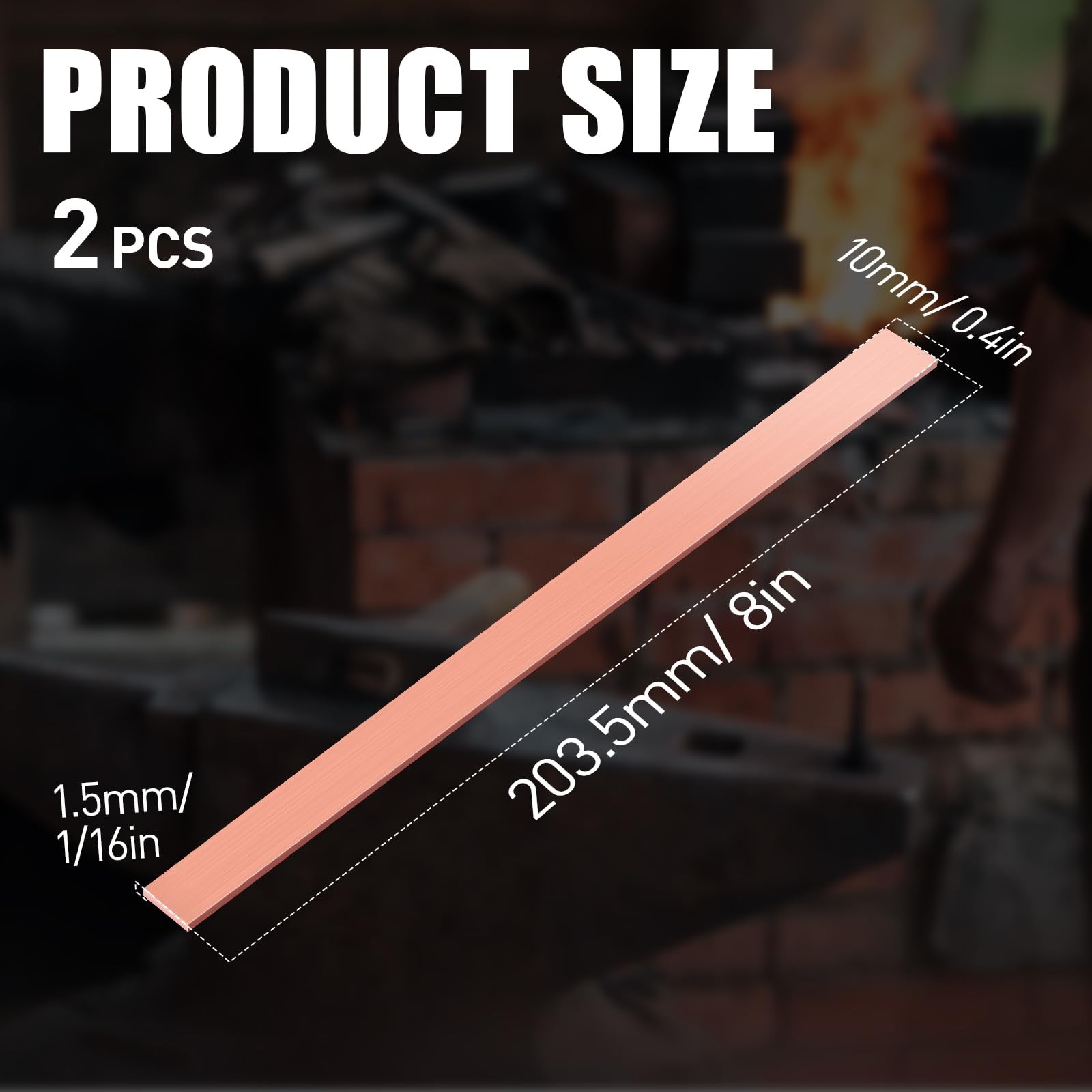 2 PCS C110 Copper Flat Bus Bar 1/16×0.4×8″ 1.5x10x203mm 99.9% Solid Stock DIY