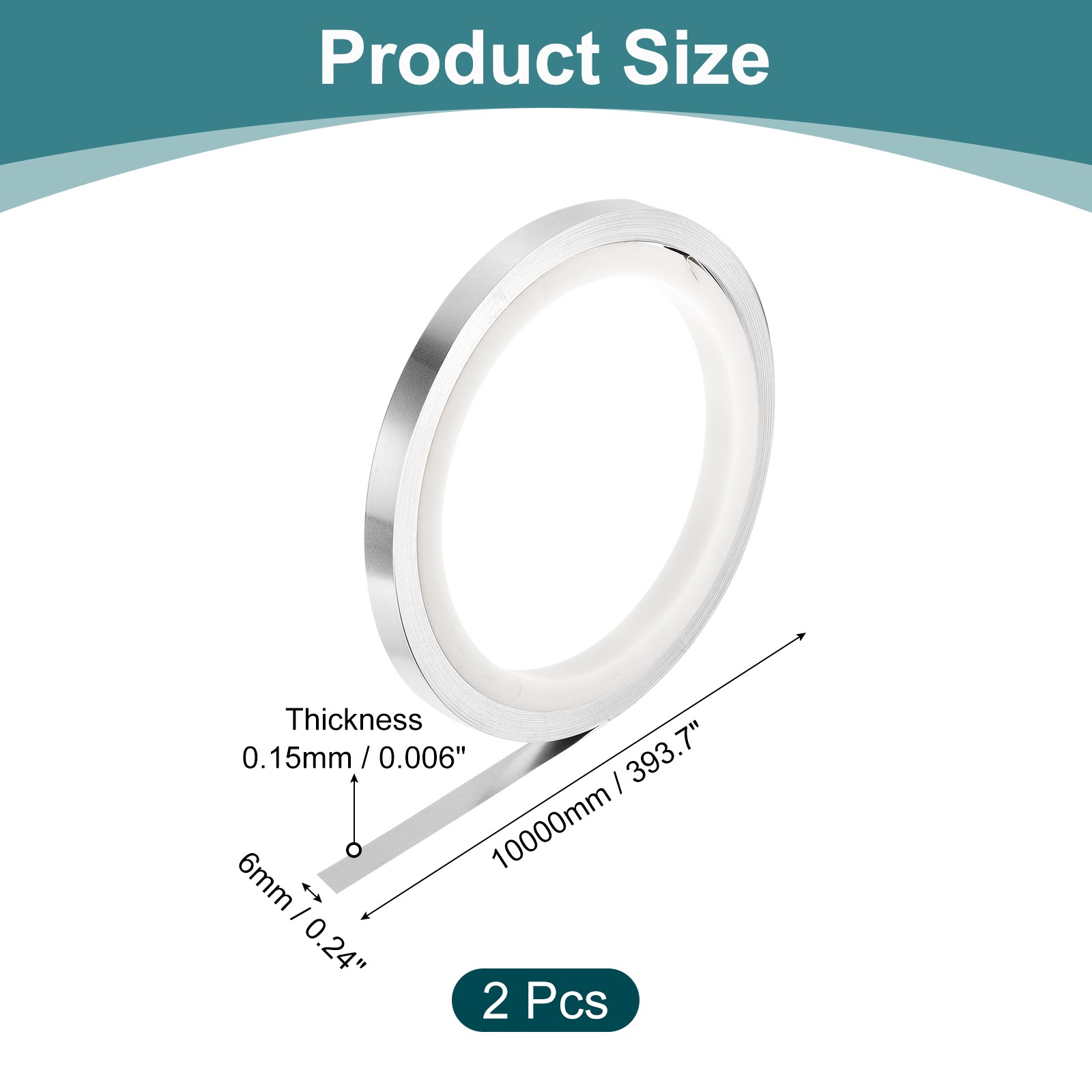 2 Pcs Pure Nickel Sheet, 99.6% Nickel Plate, 0.006″x0.24″x393.7″(0.15x6x10000mm)