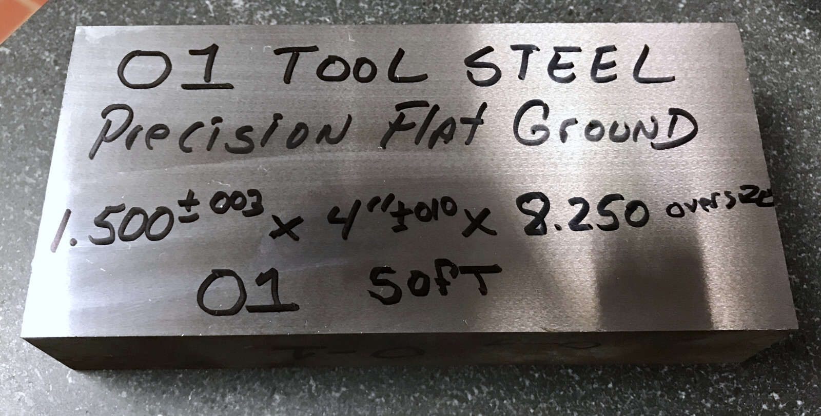 01 TOOL STEEL 1.500 X 4″ X 7.25″ FLAT GROUND BAR 1-1/2 x 4 x 8-1/4 0-1 KNIFE