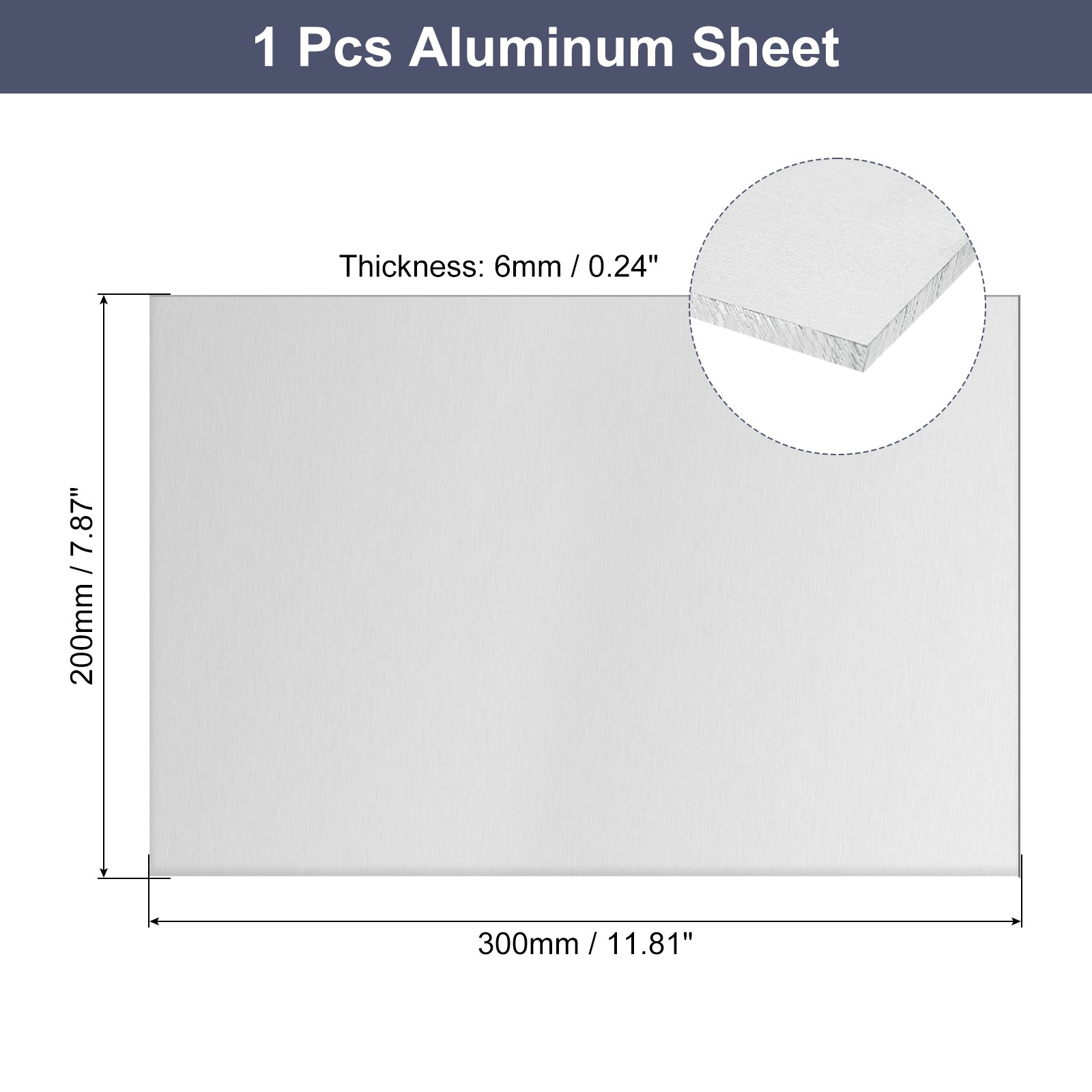 Aluminum Sheet, 1 Pcs 300mm x 200mm x 6mm Thickness 6061 Aluminum Plates