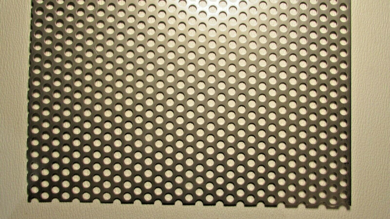 3/8″ HOLE 16 GAUGE 304 STAINLESS STEEL PERFORATED SHEET–12″ x 12″