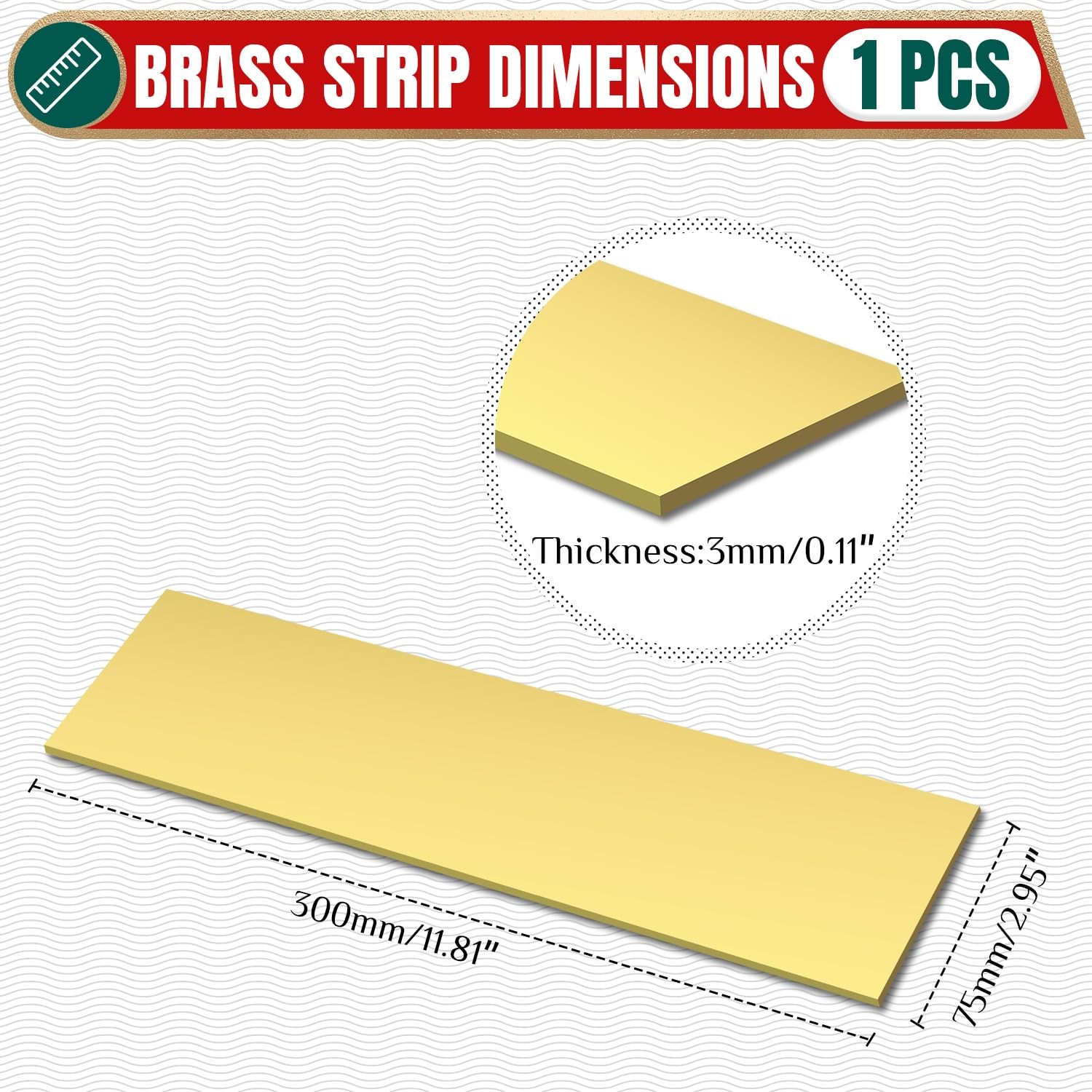 1/8 x 3 x 12 Inch Brass Bar Stock 3x75x300mm Solid Flat Knife Making Crafts