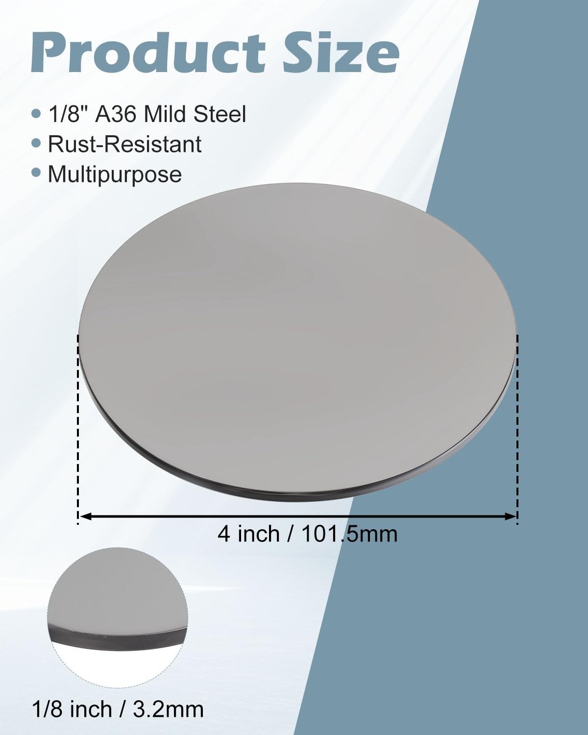 Steel Plate Sheet 1/8″ x 4″ Diameter Round Weldable 4 Pcs A36 Steel Sheet Met…