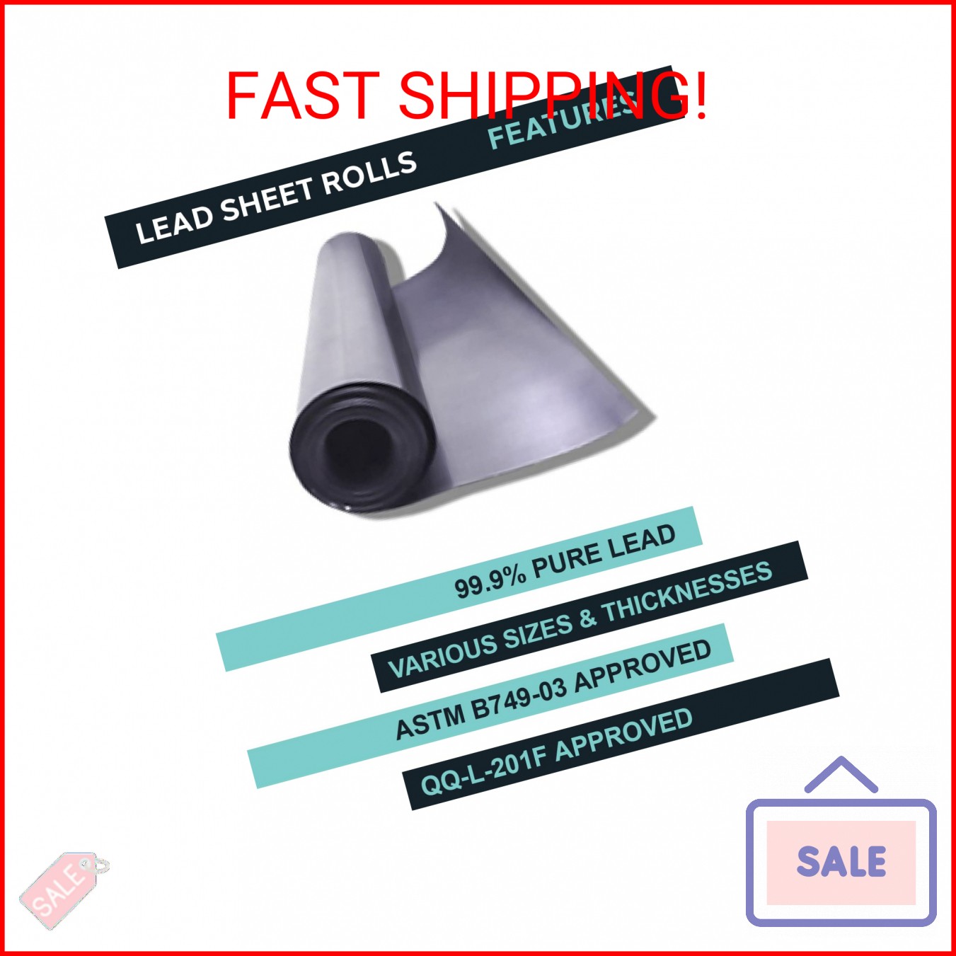 KRT Distributions Lead Sheeting, Sheet Lead Rolls (1/16″ x 12″ x 24″)