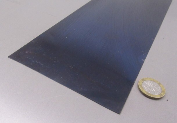 1095 Hard Blue Tempered Spring Steel Shim .015″ Thick x 4.00″ Wide x 48″ Long