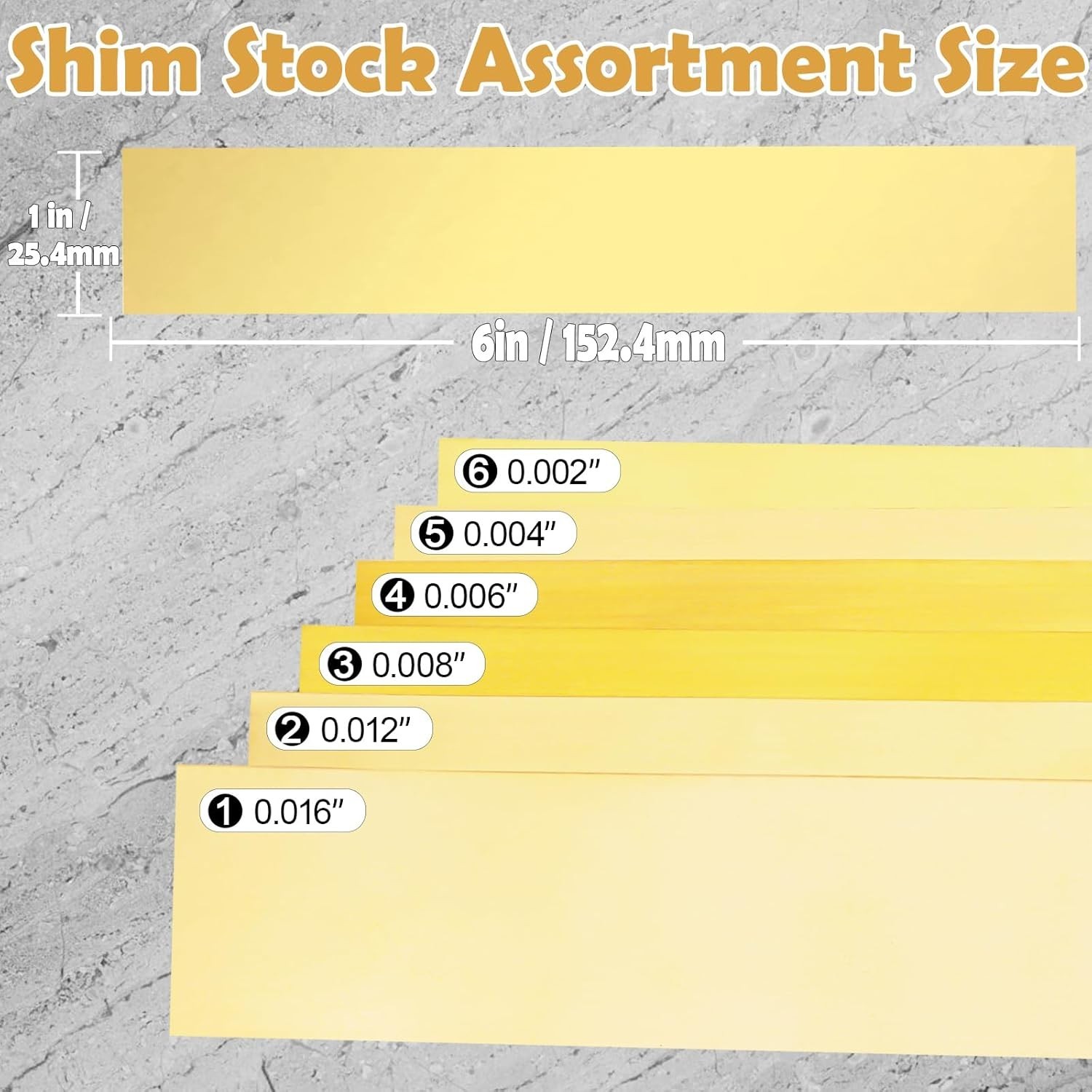 Brass Strip, Brass Shim Stock Assortment, 1″ Width x 6″ Length, 0.002″, 0.004…