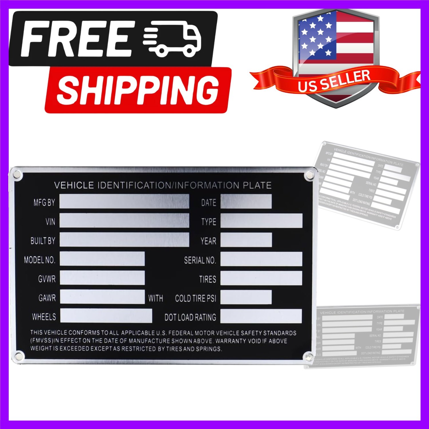 Blank Aluminum ID Plates, Metal Identification Plate, Serial Number Tag, Equi…