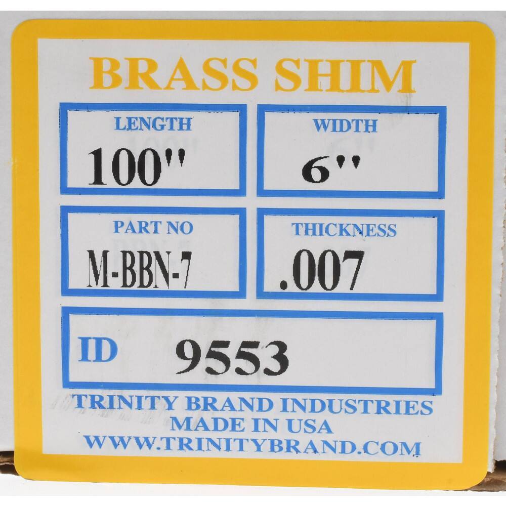 Brass Shim Stock Roll, 6″ x 100″, 0.007″ Thick