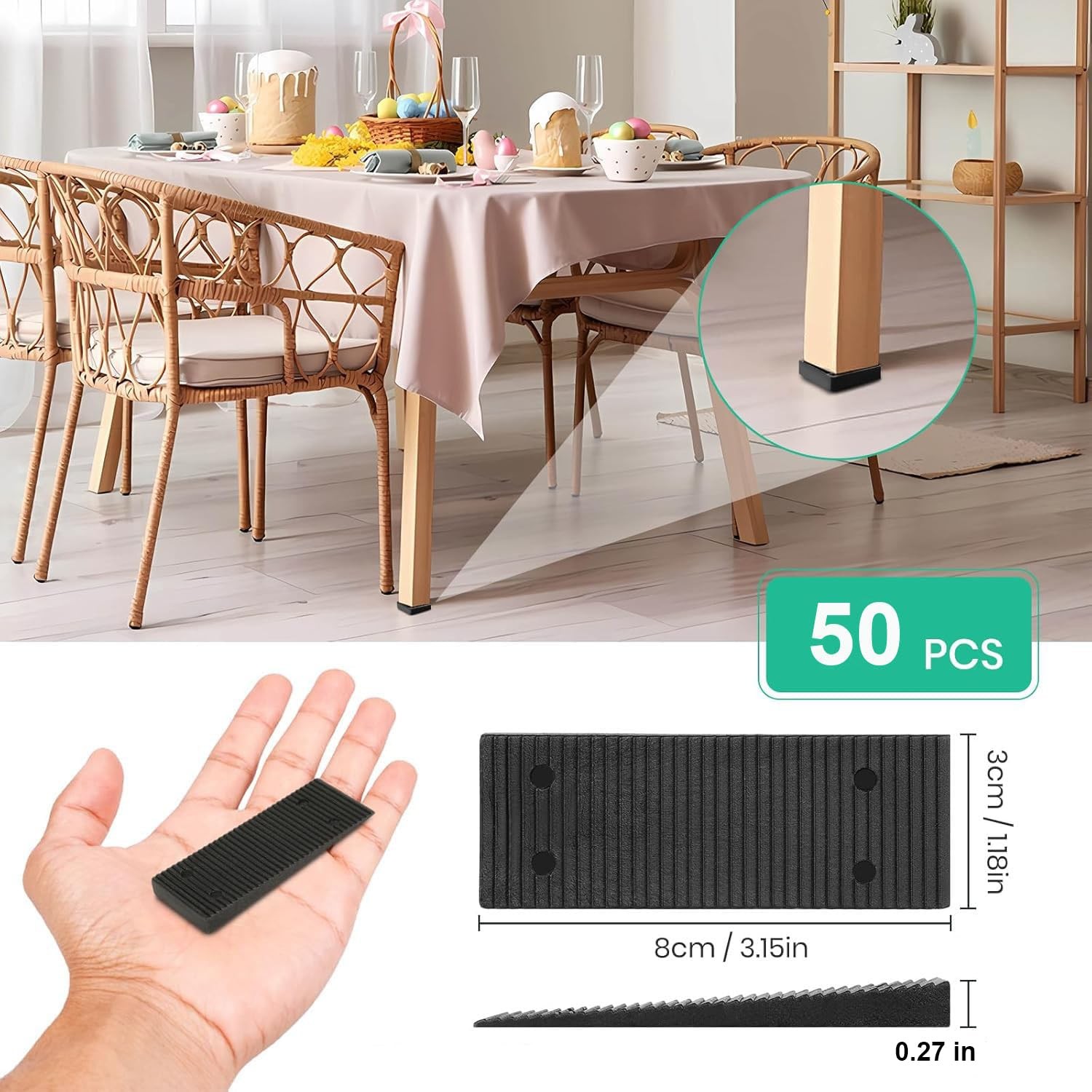 Plastic Leveling Wedges (50pcs, 3.15″) DIY Furniture Shims & Appliance Levelers