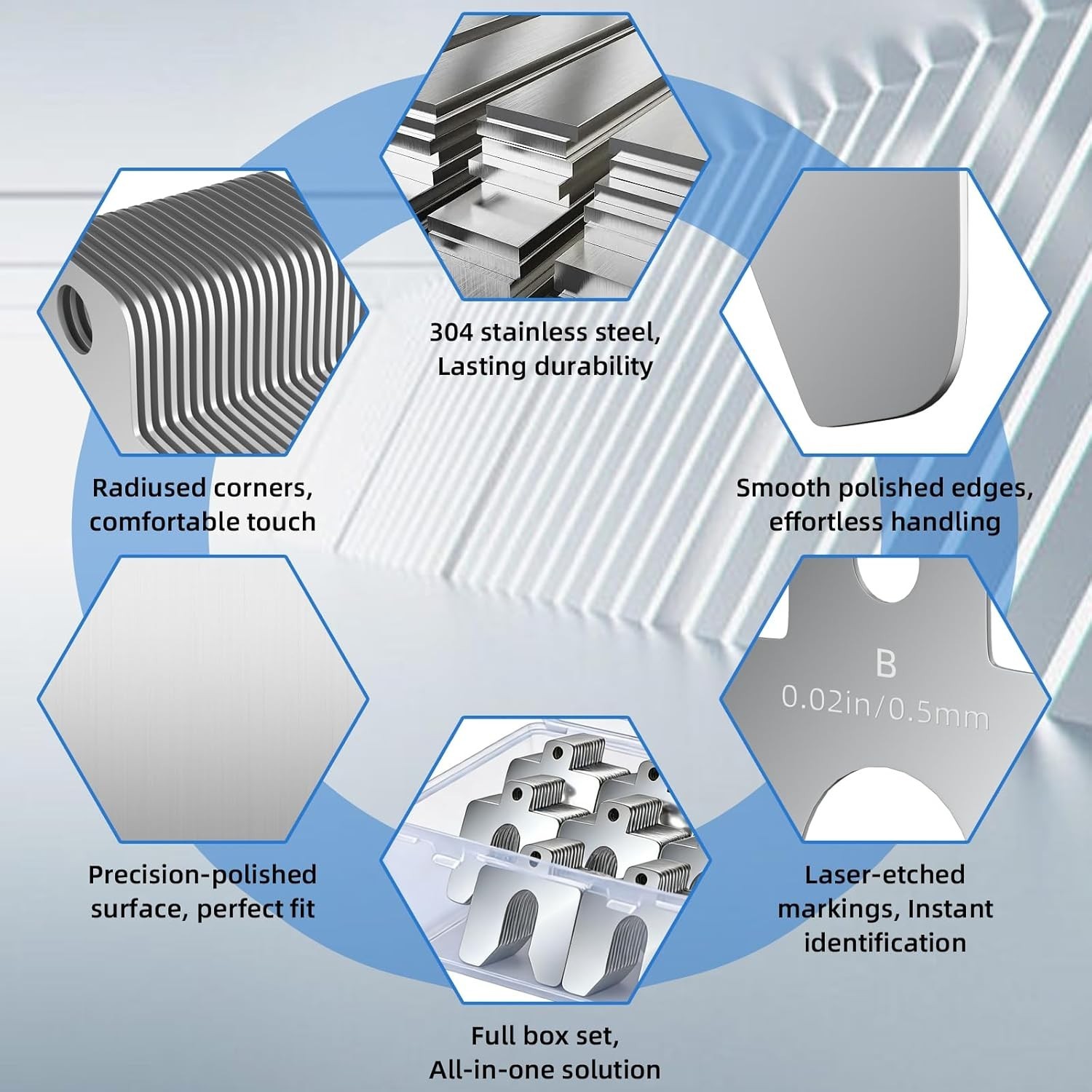 Stainless Steel Shim Kit 156 Pcs Size B 3×3 Inch Slotted Shims Assortment with