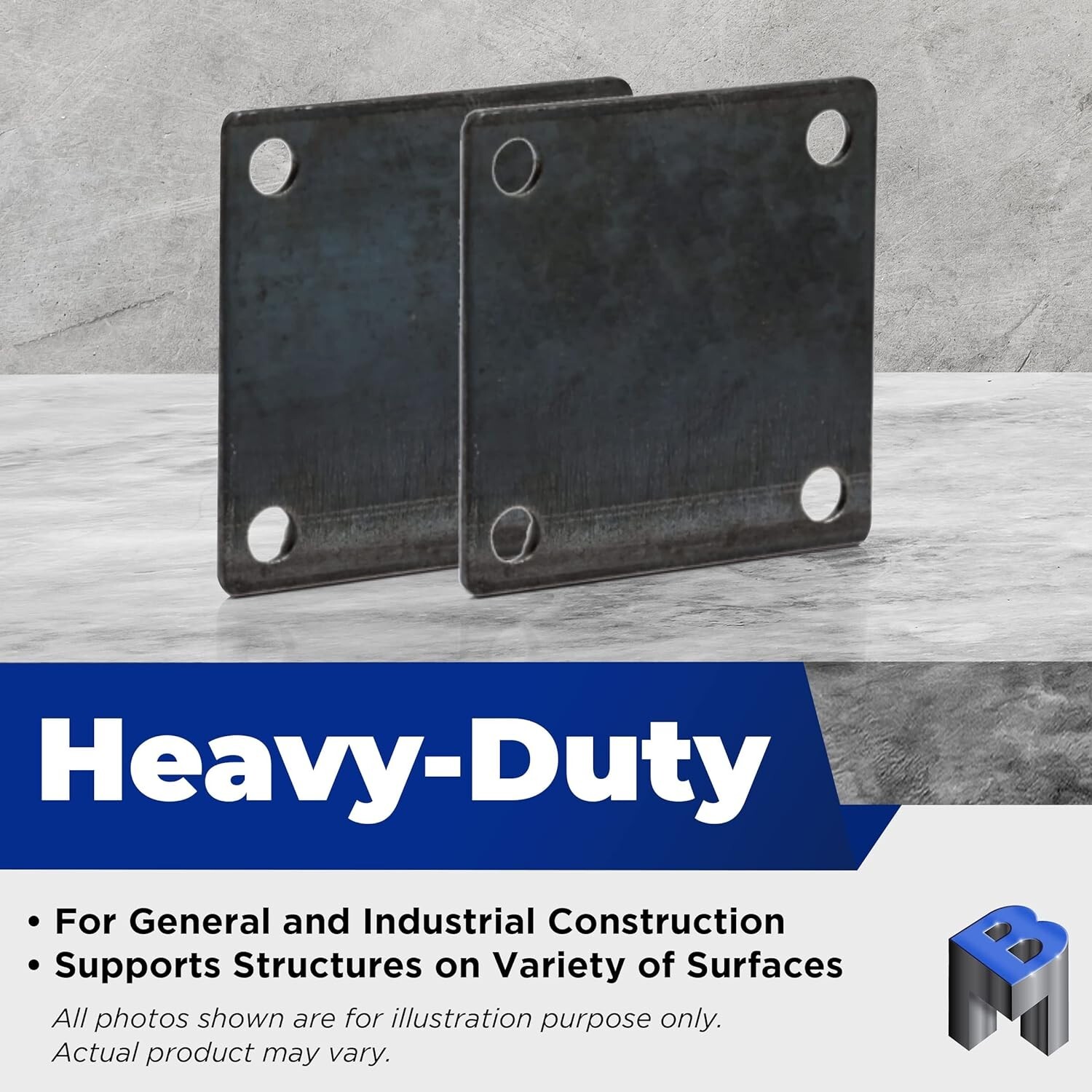 5″ x 5″ Heavy Duty Square Flat Steel Metal Base Plate With Holes | 2 Pieces