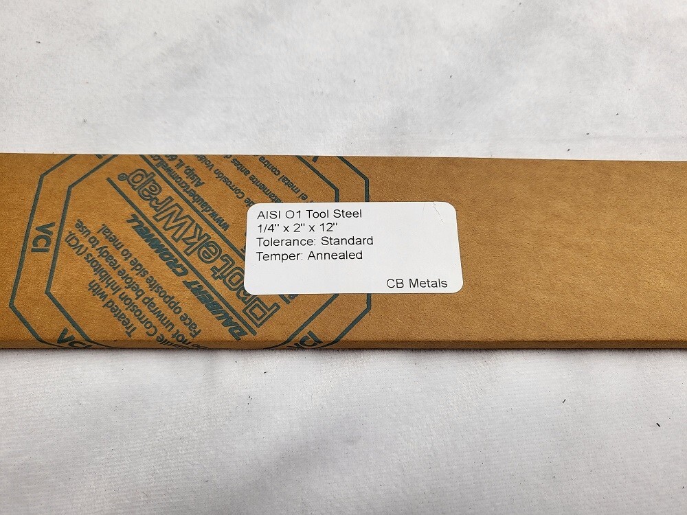 O1 Tool Steel 1/4″ x 2, 12″ long bar, Knife Making Stock, Billet