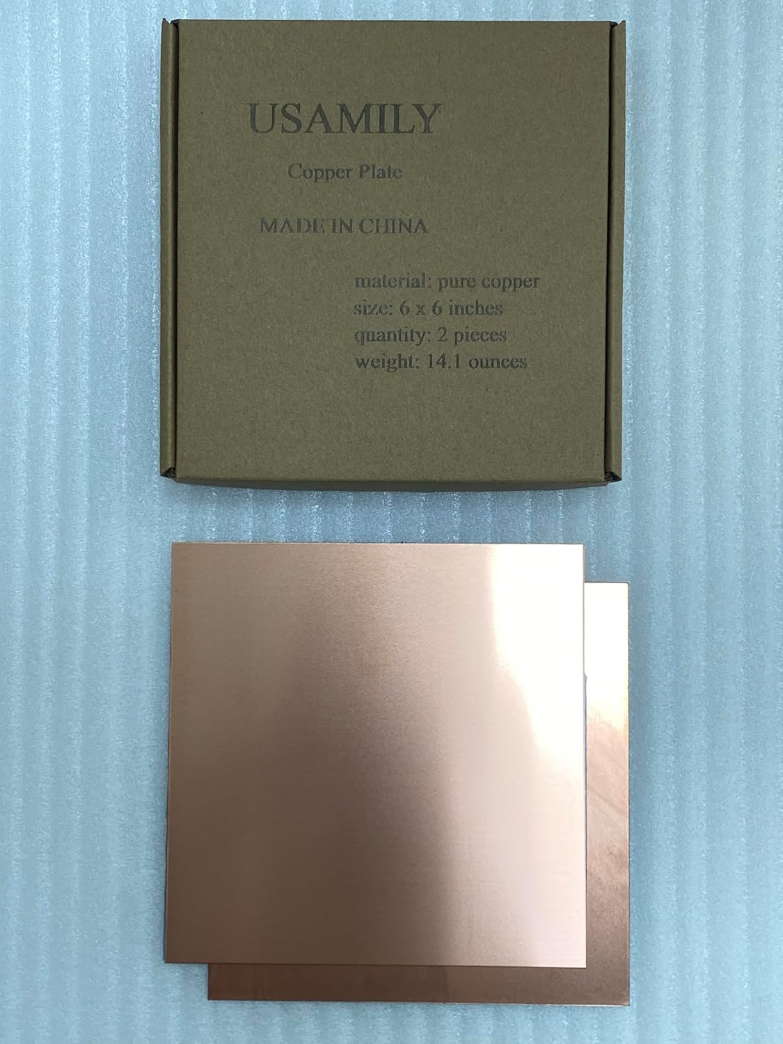 Pure Copper Sheet Plate 6″ X 6″ X 24 Gauge 2Pcs, Cu Metal for Industry Supply, D