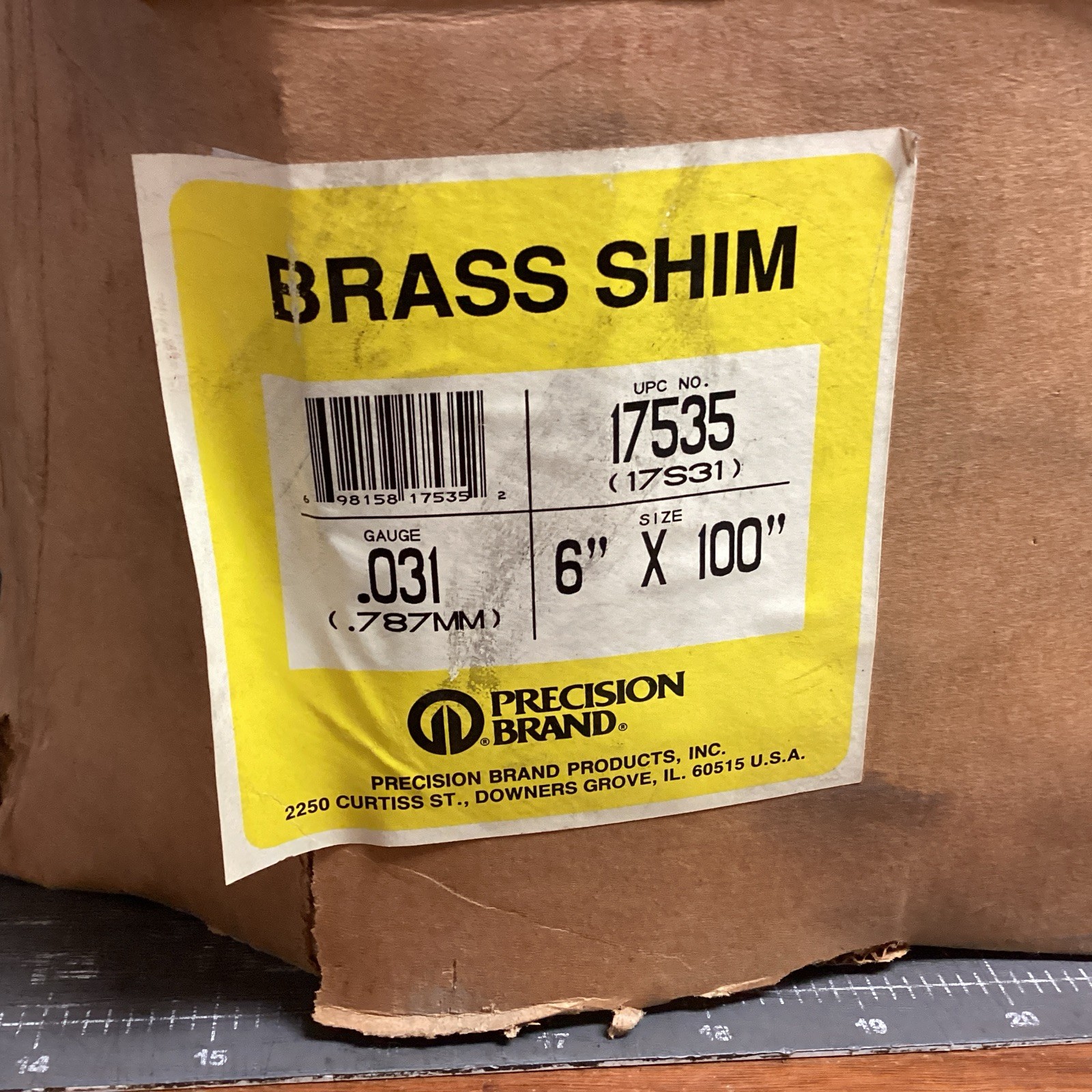 Precision Brass Shim Roll .031 (.787mm) Gauge 6″ x 100″ 17315 (17S31)(LPW135rr