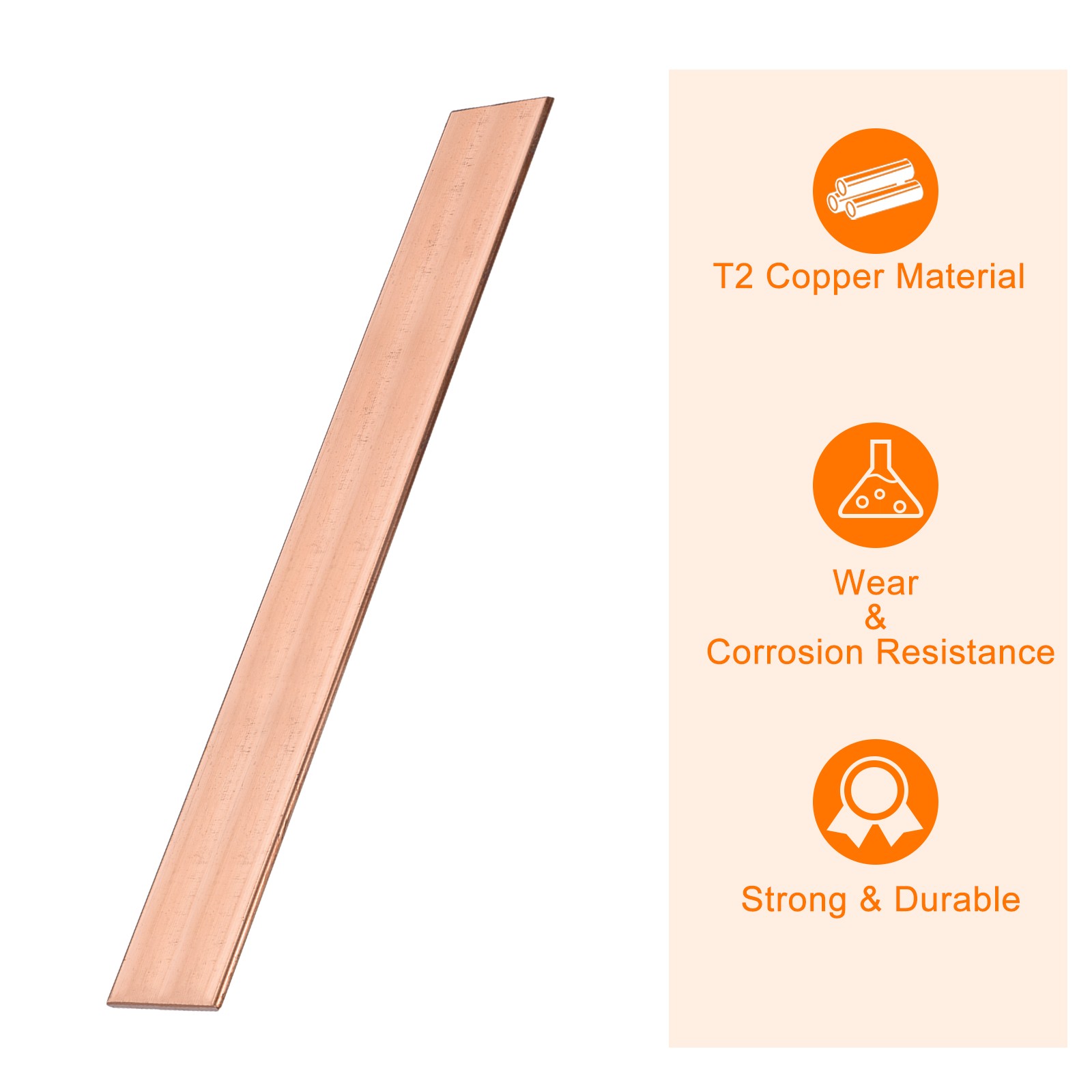Copper Flat Bar 1/16″ Thickness x 2″ Width x 10″ Length Copper Bar Stock
