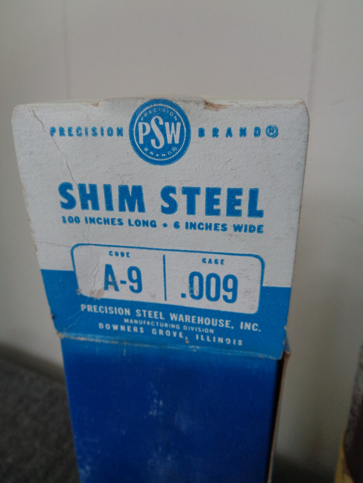 Vintage Precision Brand .009 Shim Steel 6″ x 100″ A-9 PSW