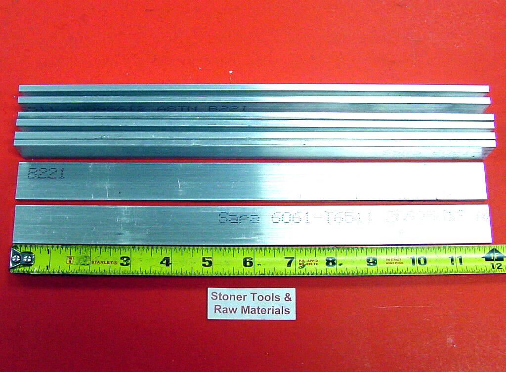 8 Pieces 3/16″ X 1″ ALUMINUM 6061 FLAT BAR 12″ long Extruded Mill Stock T6511