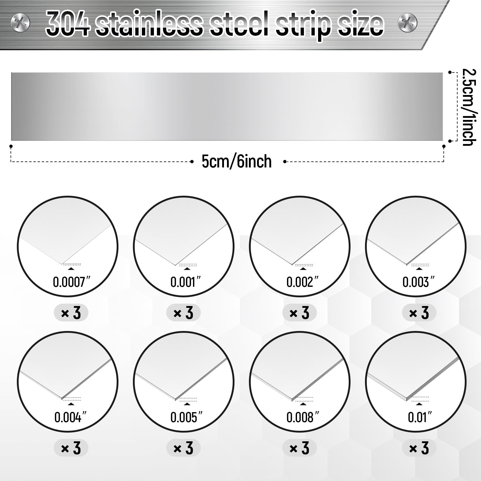 Amylove 24 Pcs 304 Stainless Steel Strips Shim Stock Metal One Size, Silver