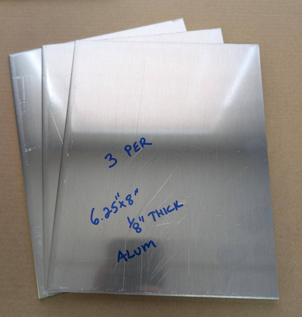 3 Pieces of 6″ x 8″ Aluminum Sheet Metal .125″(1/8″) Thick/8 Gauge (Plate)