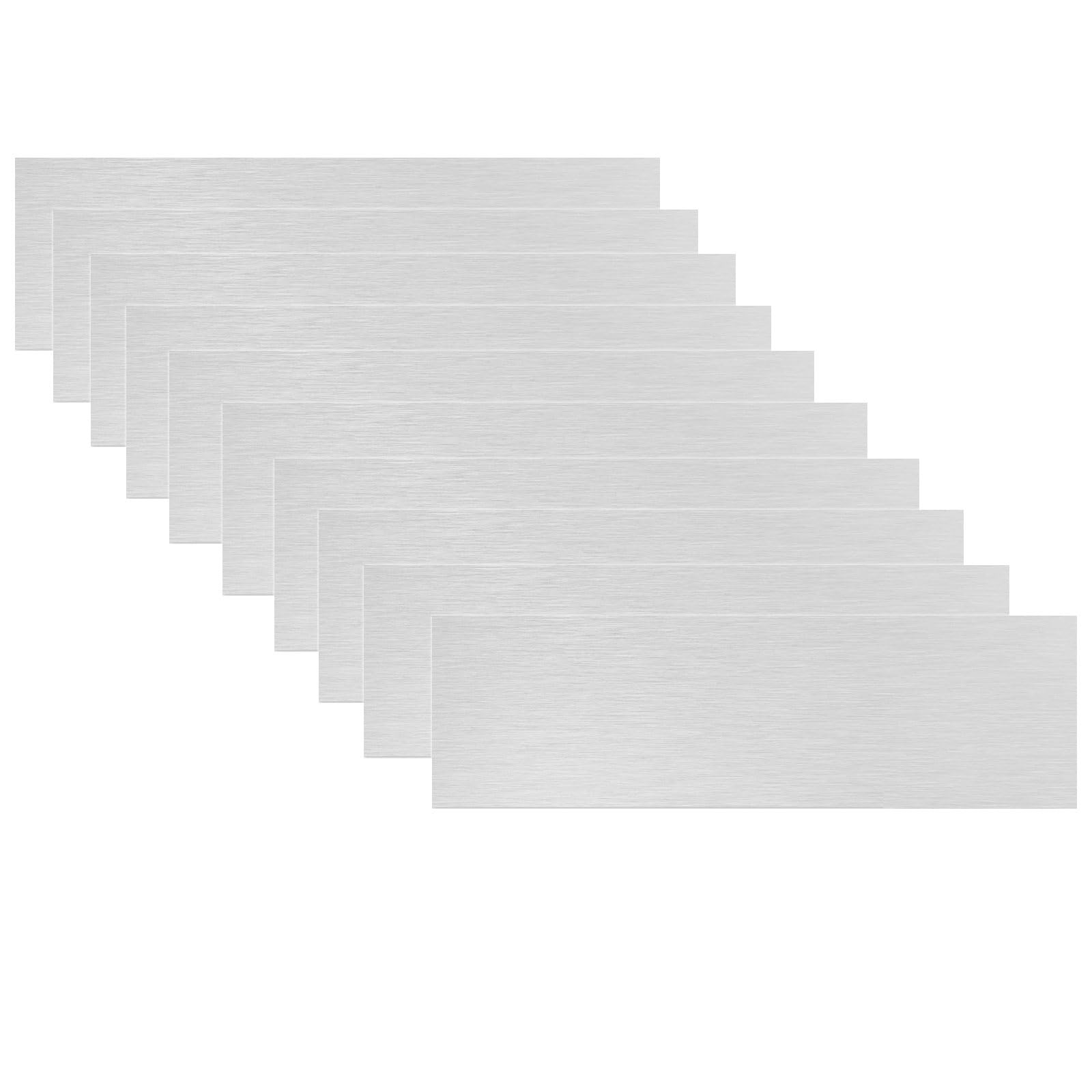 10 PCS Silver Anodized Aluminum Sheet 8x2x1/32 Inch 0.8mm Laser Engraving