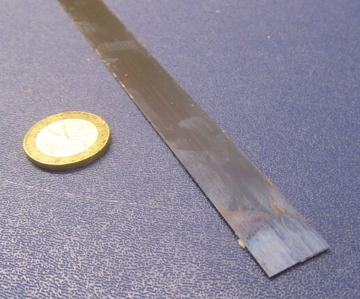 1095 Hard Blue Tempered Spring Steel Shim .016″ Thick x .625″ Wide x 300″ Long