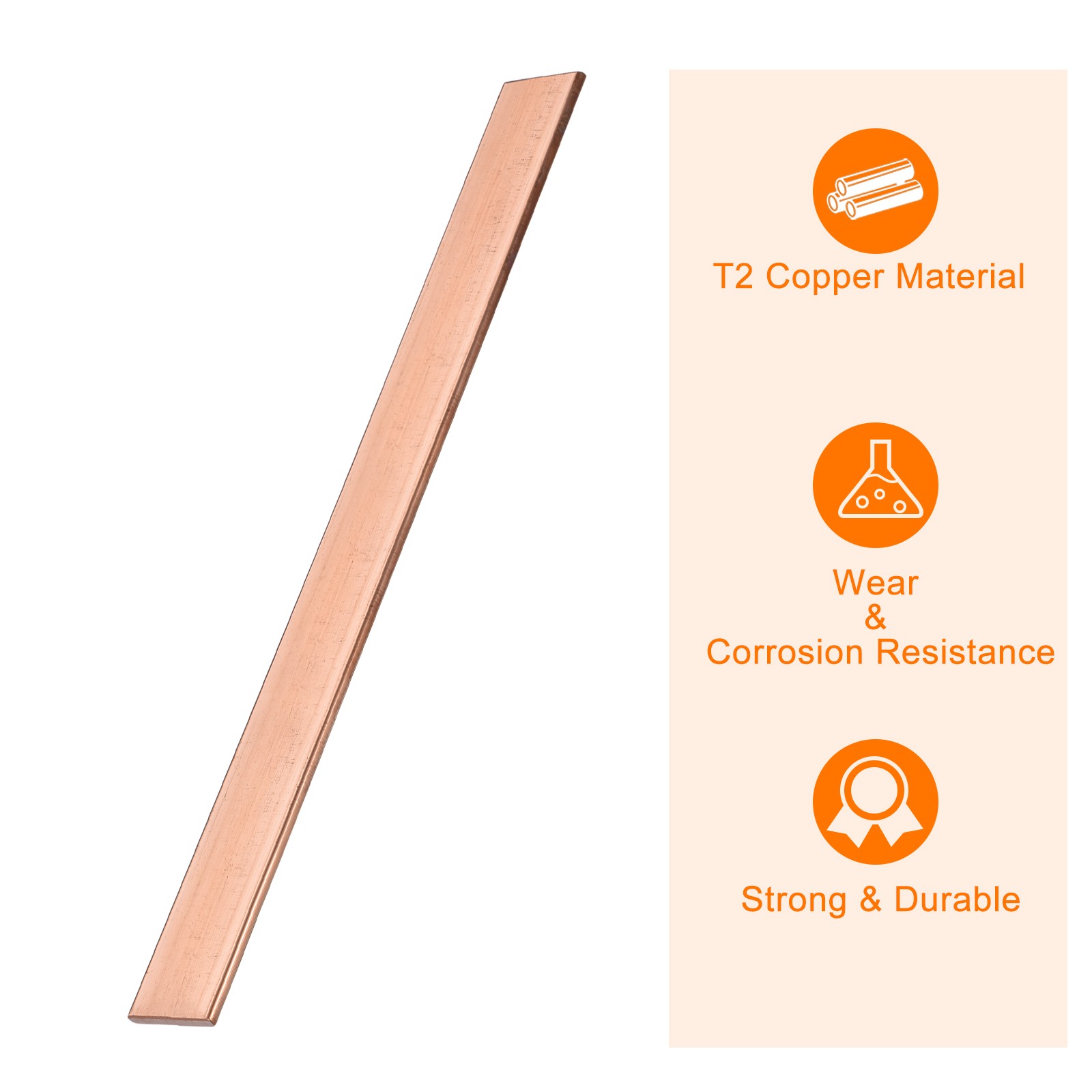 Copper Flat Bar 5/32″ Thickness x 1″ Width x 10″ Length Copper Bar Stock