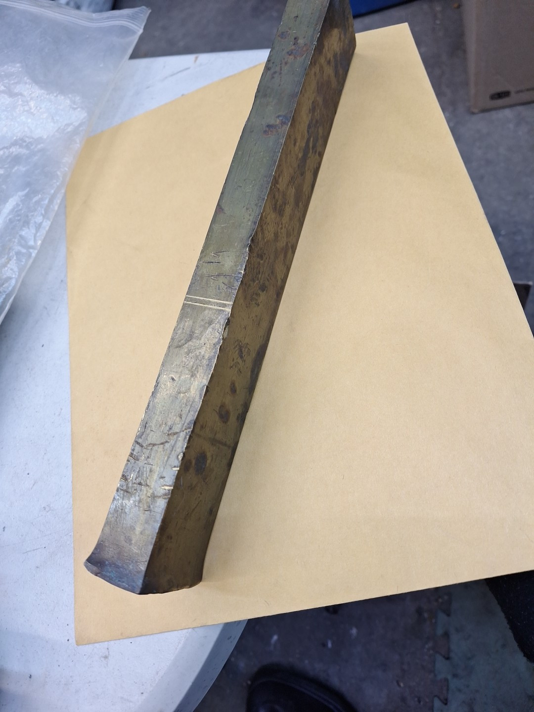 Yellow Brass? Stock Rectangle Flat Bar 1″x 2″x 13″L SEE PHOTOS OF CONDITION