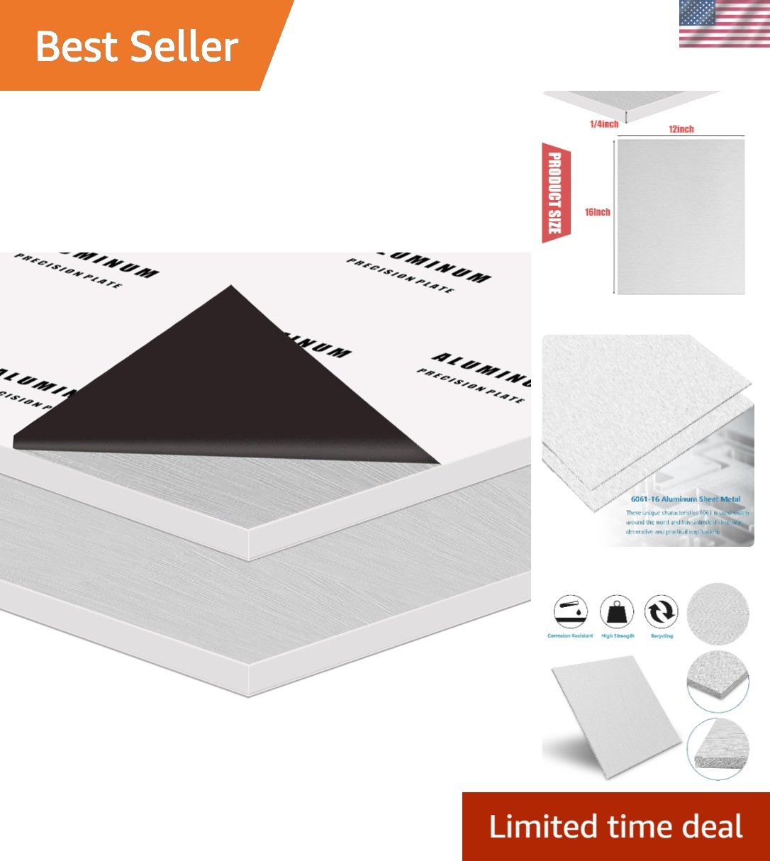 Versatile 6061 Aluminum Plate, 12″ x 16″ x 1/4″ – Ideal for Repairs and Crafting