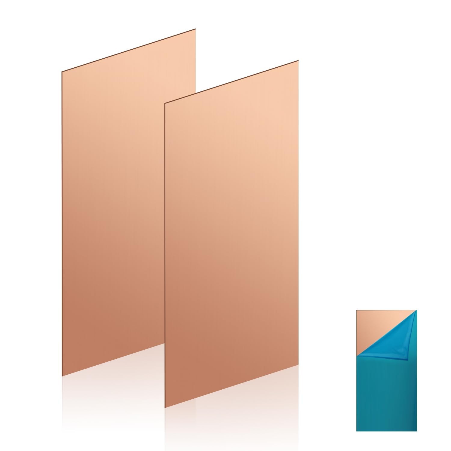 Copper Sheet, 2 Pieces of Copper Plates 8″×2″-20 Gauge(0.8mm) Thickness, 99