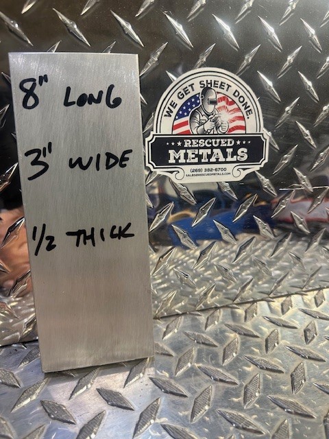 aluminum 1/2″ X 3″ X 8″ long new 6061 t solid plate flat bar stock block #1