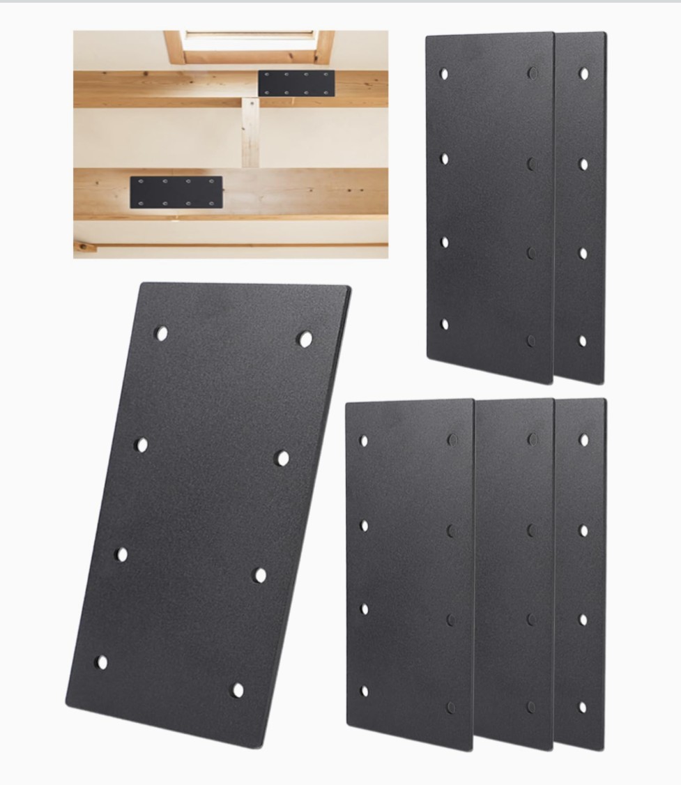 6 Pcs Heavy Duty Straight Mending Plate, 9.25″ x 4.5″ Flat Steel Bracket, 0.12″