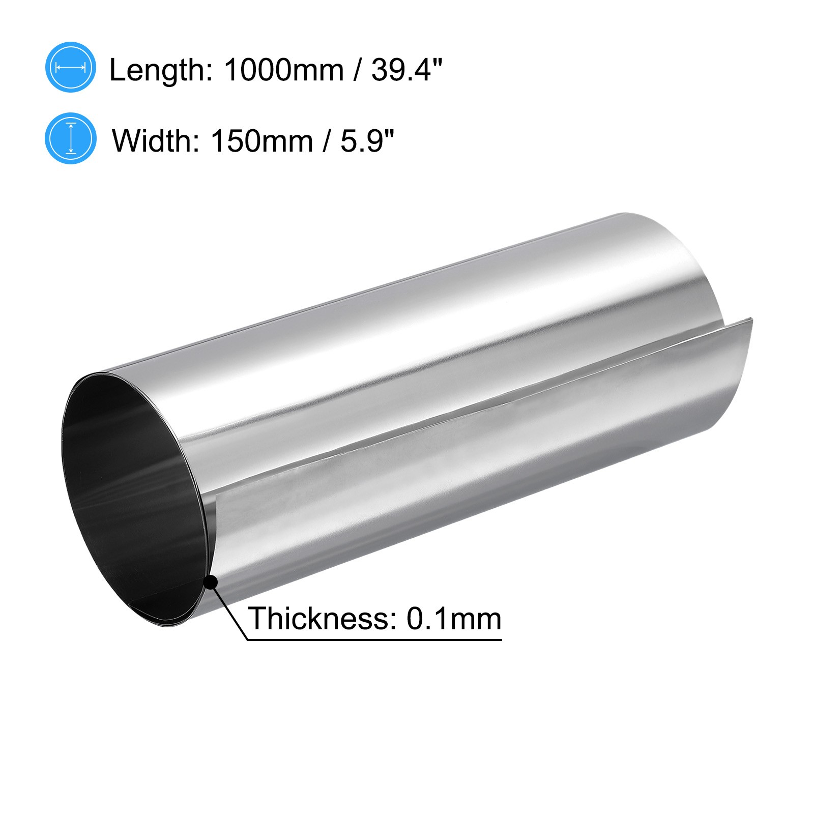 2pcs 0.1x150x1000mm Roll Sheet Fine Plate Sheet Foil Stainless Steel for Crafts