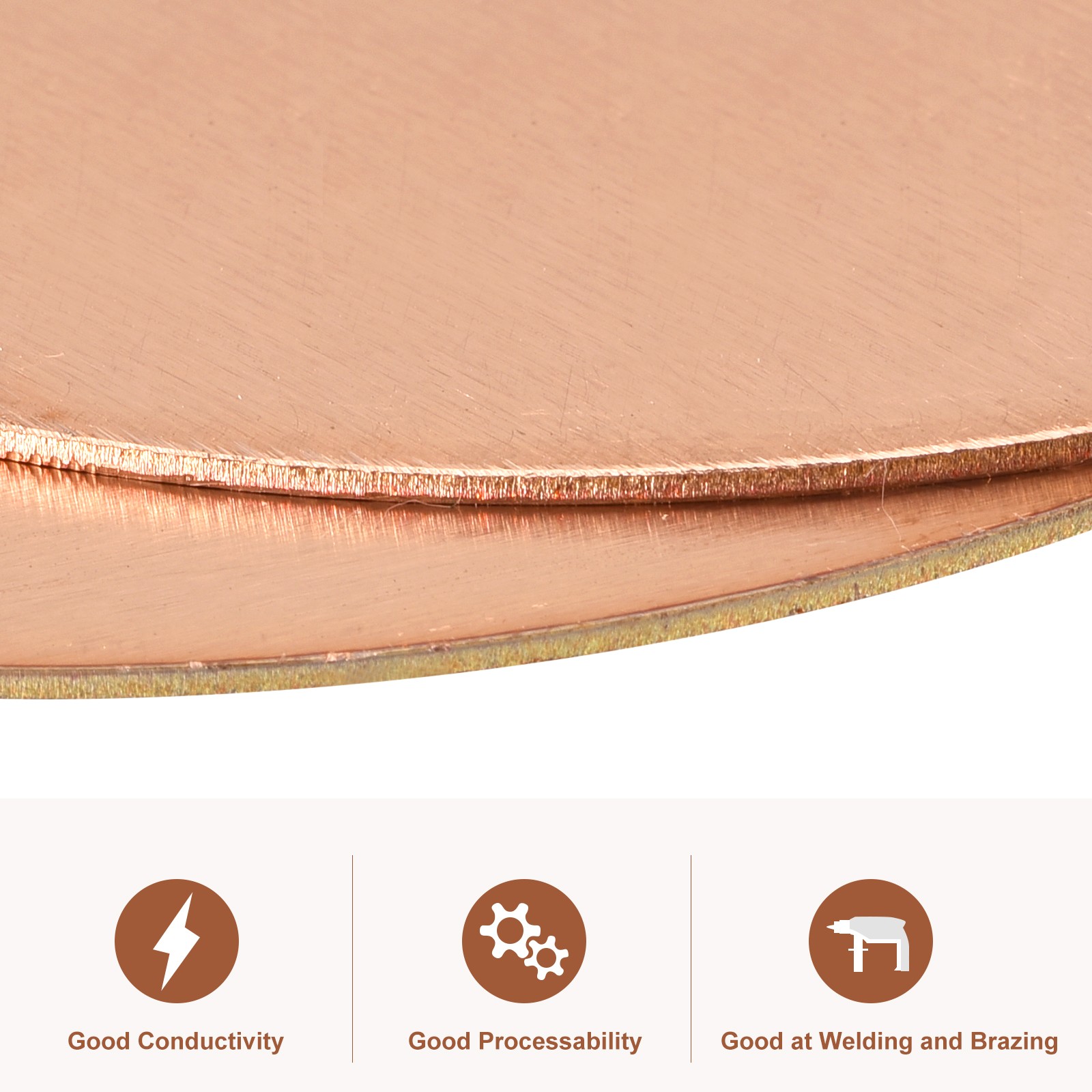 Pure Copper Sheet 4″x0.12″ 9 Gauge T2 Copper Metal Round Plate