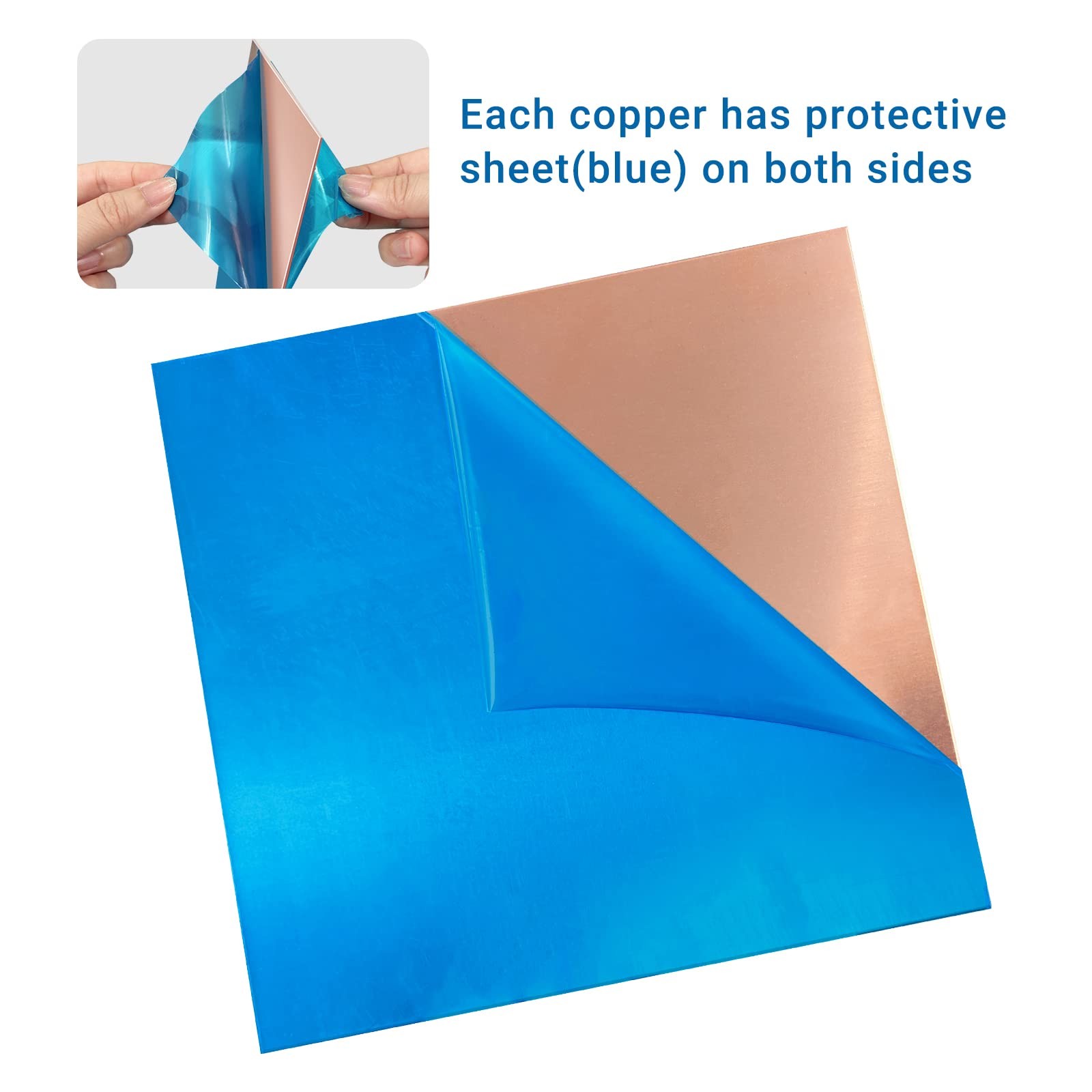 2 Pieces 99.9% Pure Copper Sheet, 4″ x 4″,18 Gauge1mm Thickness, Film Attache…