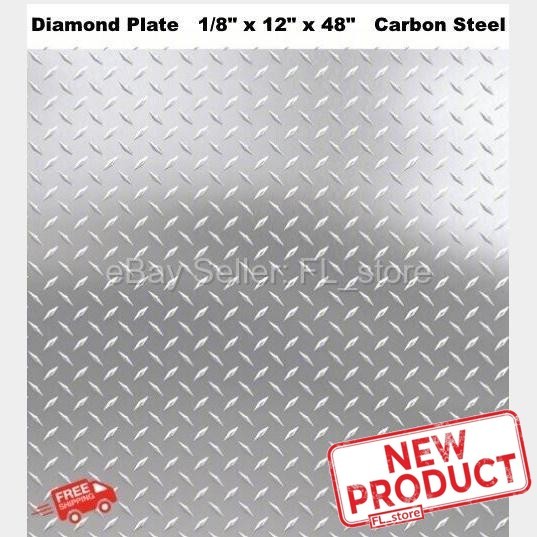1/8″ Steel Diamond Plate Sheet 12″ x 48″ Hot Rolled Tread Pattern 4 Feet Long
