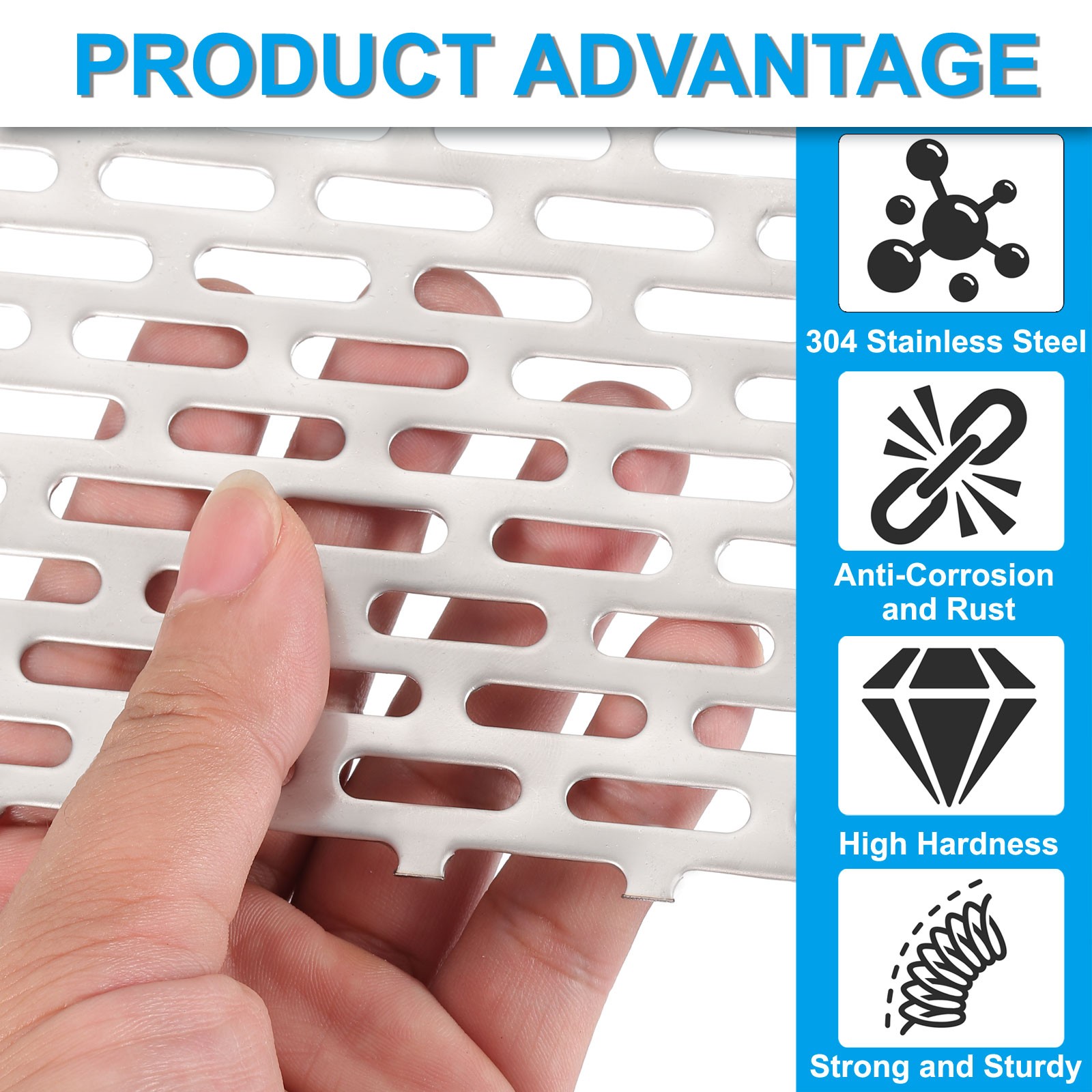 7.9″ x 3.9″ Perforated Metal Sheets, 19Ga 0.24″ Oval Hole Mesh
