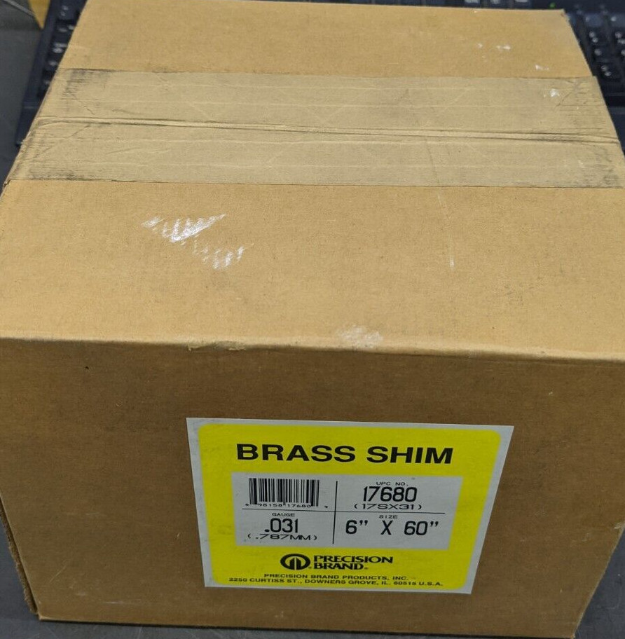 Precision Brand Brass Shim Roll .031″ (.787mm) Gauge 6″ x 60″ 17680 (17SX31) USA