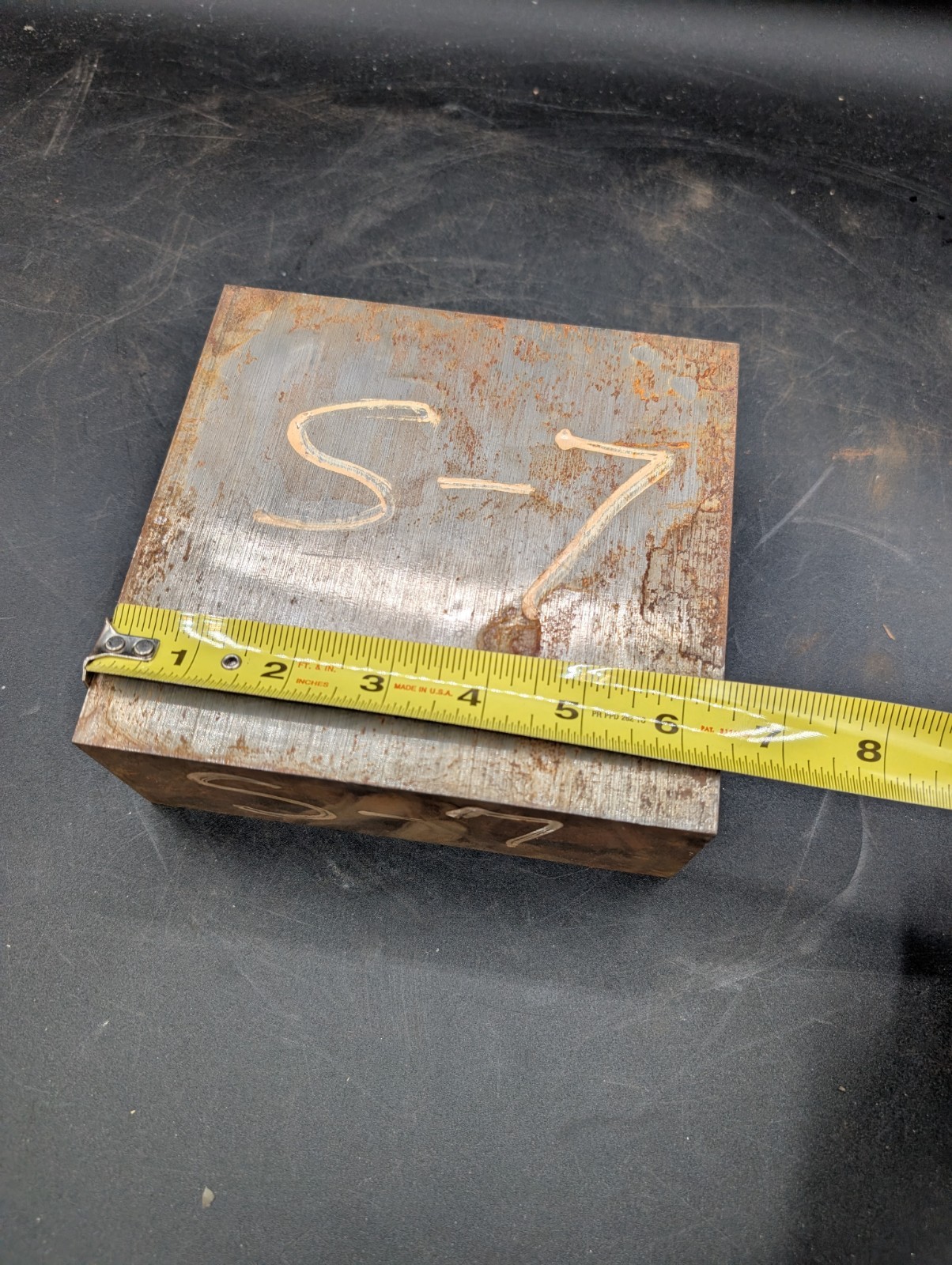 S7 Tool Steel Rectangle Bar 6-3/8″x 6″ x 2-7/16″ Oversize 26Lbs