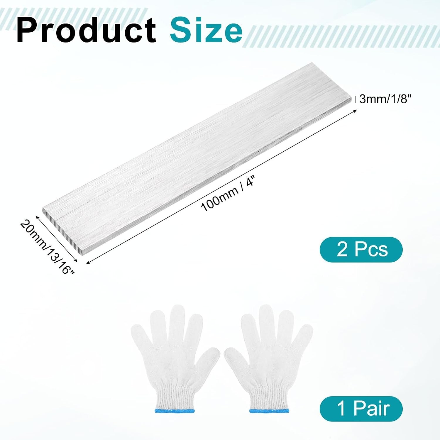 2 Pcs 304 Stainless Steel Flat Bars, 1/8″ x 13/16″ x 4″ – Ideal for DIY Crafts