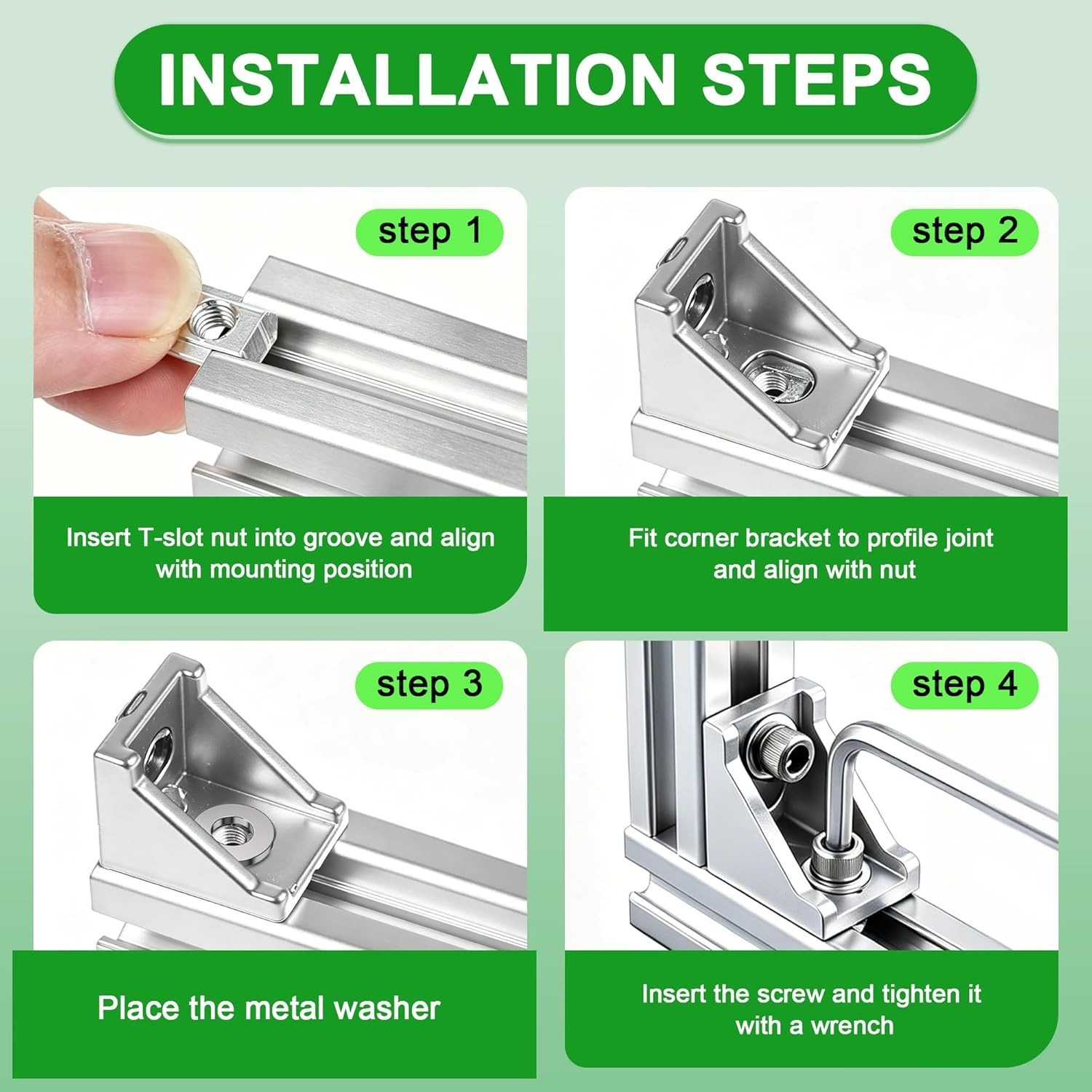 Heavy-Duty 4040 Series Aluminum Profile Connectors with Wrench and Hardware Kit