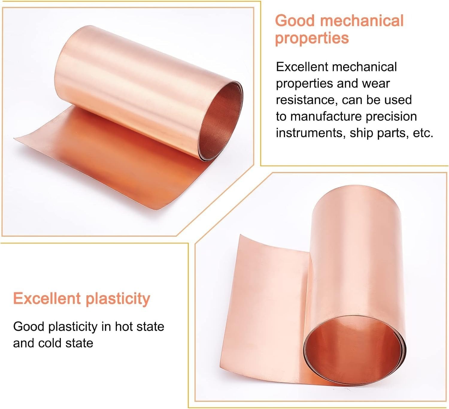 Copper Sheet Roll Metal Foil Plate 39.4“ x 7.9”