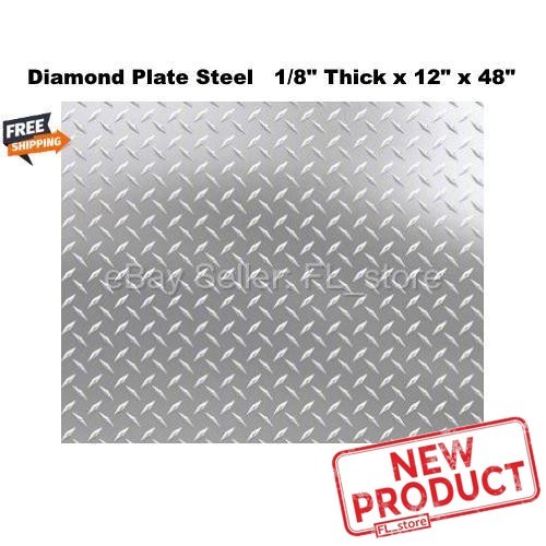 1/8″ Steel Diamond Plate Sheet 12″ x 48″ Hot Rolled Tread Pattern 4 Feet Long