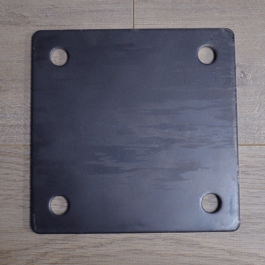 FLAT SQUARE STEEL METAL BASE PLATE 6″ x 6″ x 1/4″ THICKNESS 3/8″ HOLE | QTY 4