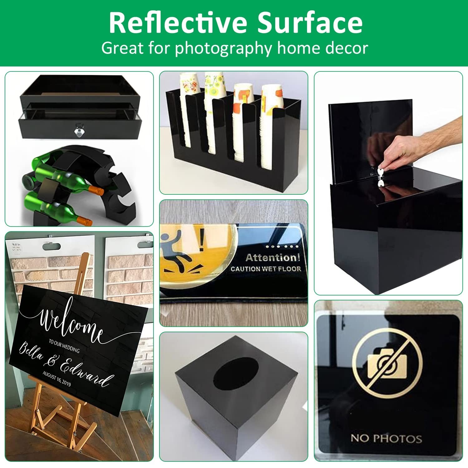 2 Pack 24×36 Inches 1/4″ (6mm) Black Premium Acrylic Sheet (Plexiglass) – Scr…