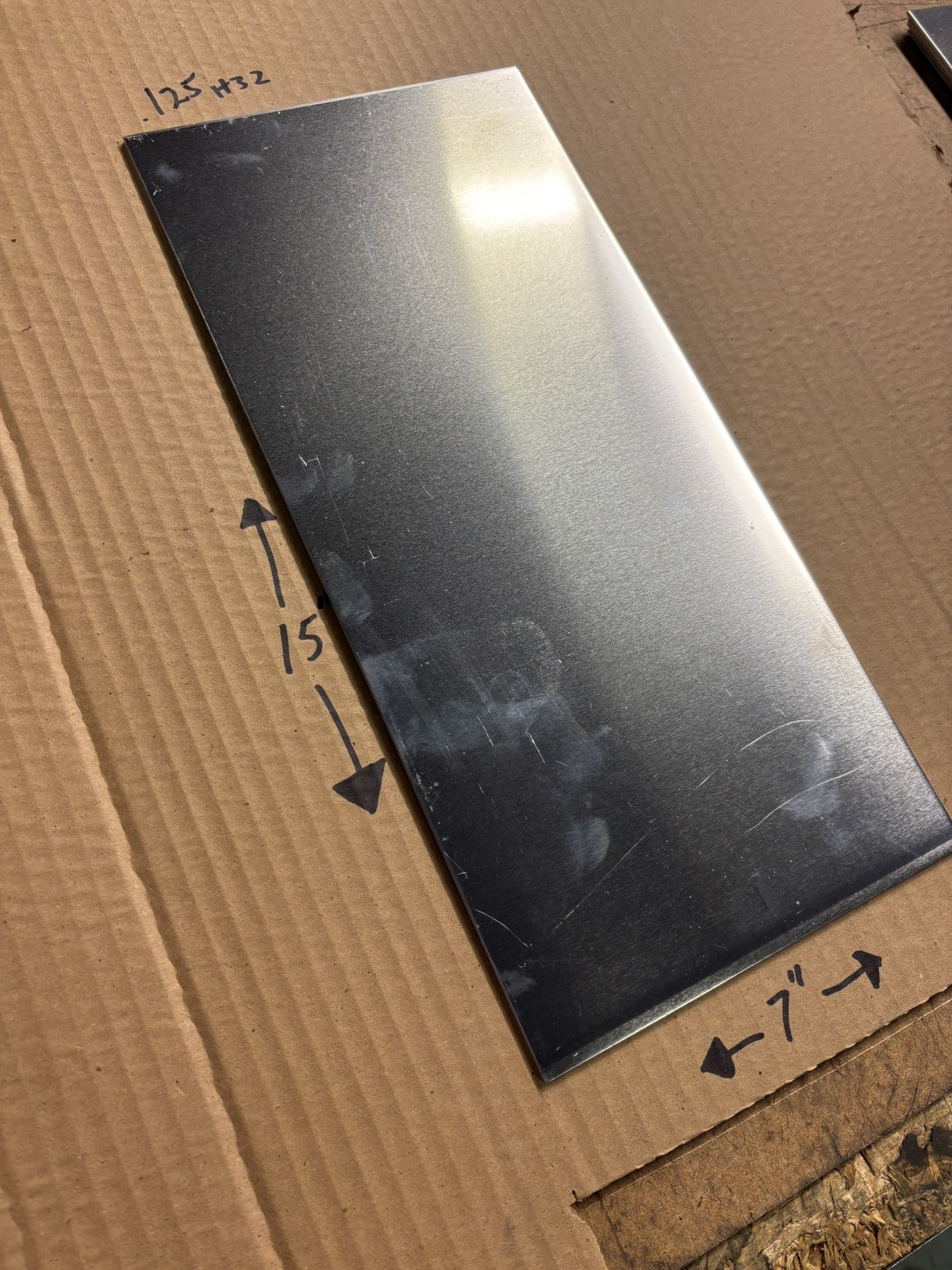 1/8” (0.125” thick) H32 5052 Aluminum Sheet Metal – 7” x 15” – New
