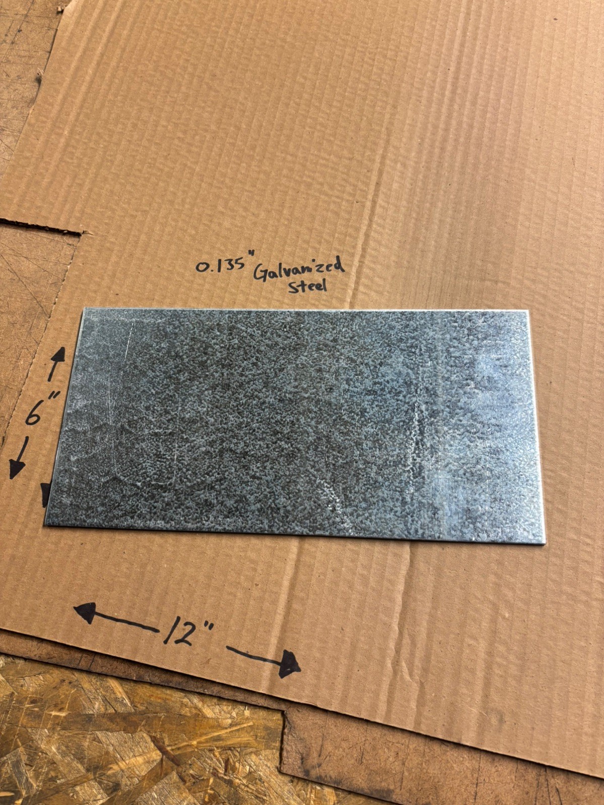 0.135” Thick Galvanized Steel Sheet Metal – 6” x 12” – New