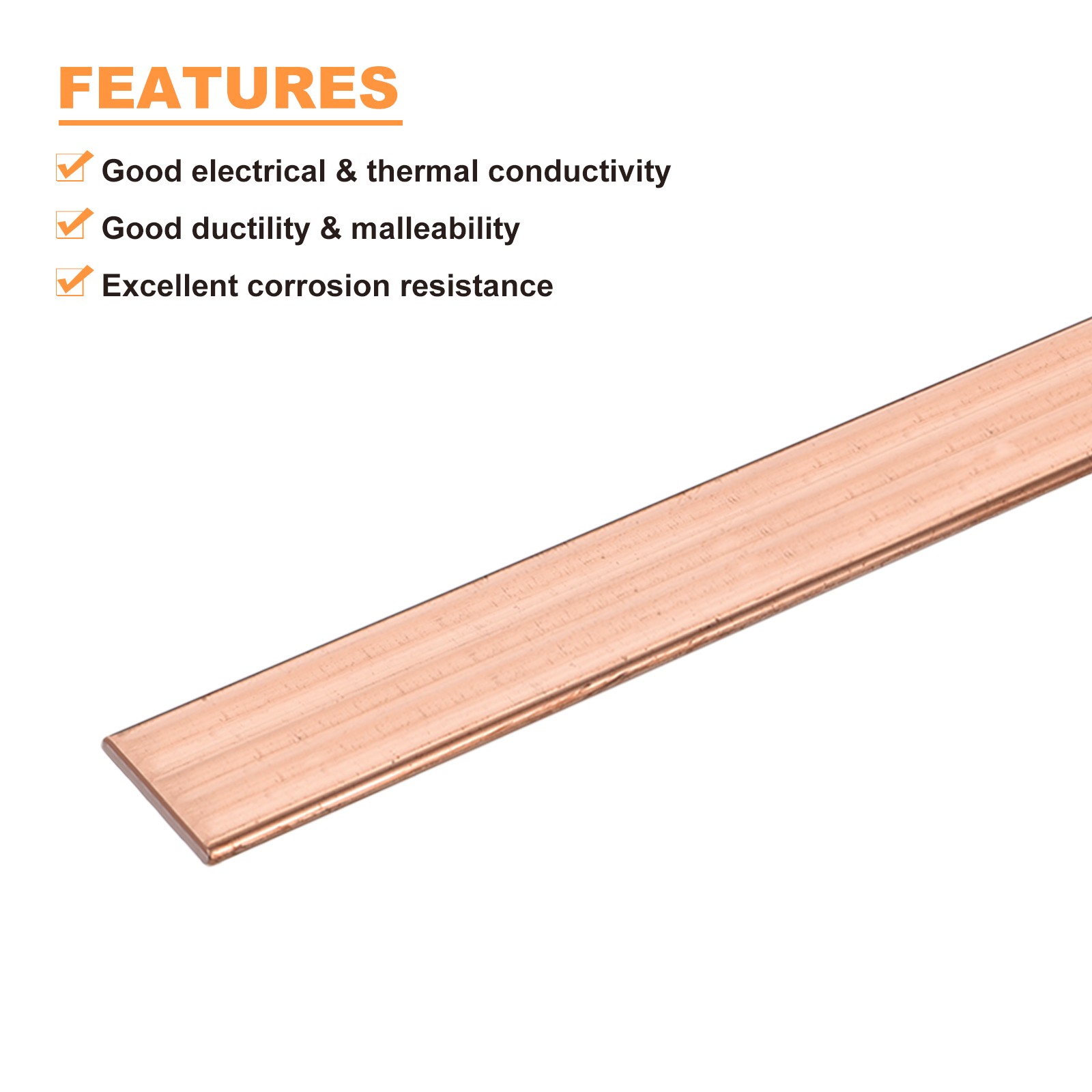 Copper Flat Bar, 1/16″ Thickness x 1″ Width x 6″ Length Copper Bar Stock