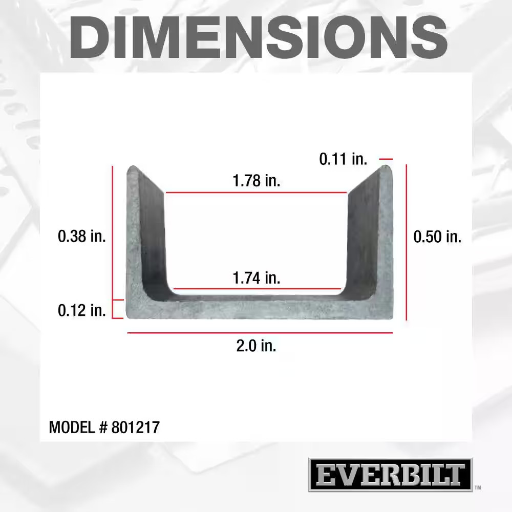 2 In. X 1/2 In. X 3 Ft. – 1/8 In. Thick Plain Steel C-Channel