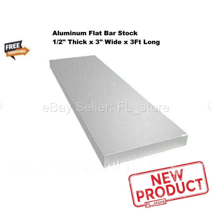 1/2″ Thick Aluminum Flat Bar Stock 3″ Wide x 3 Feet Long Unpolished Finish Alloy